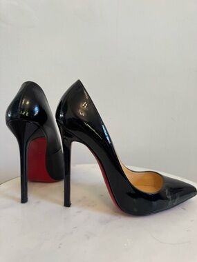 Christian Louboutin black patent leather, So Kate Pigalle pumps -red sole -37.5
